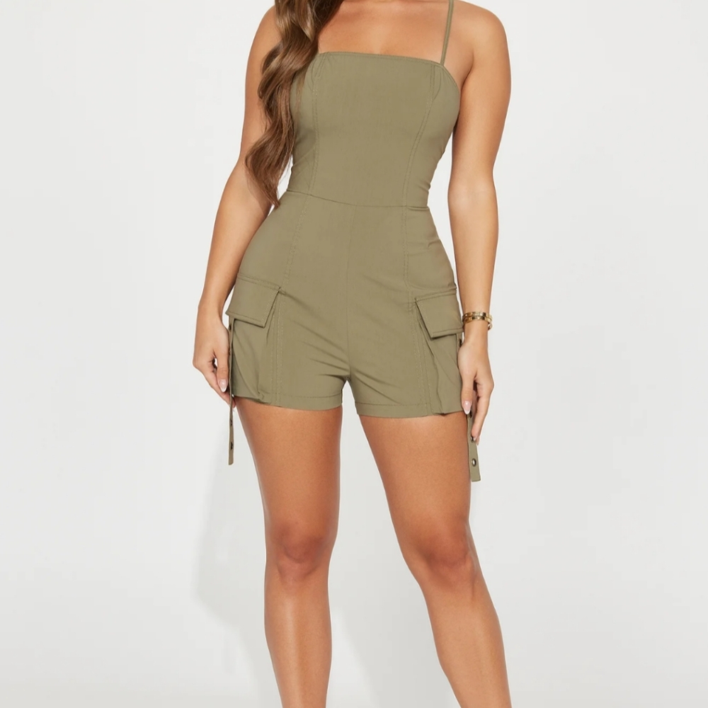 Olive Green Strappy Romper, brand new condition